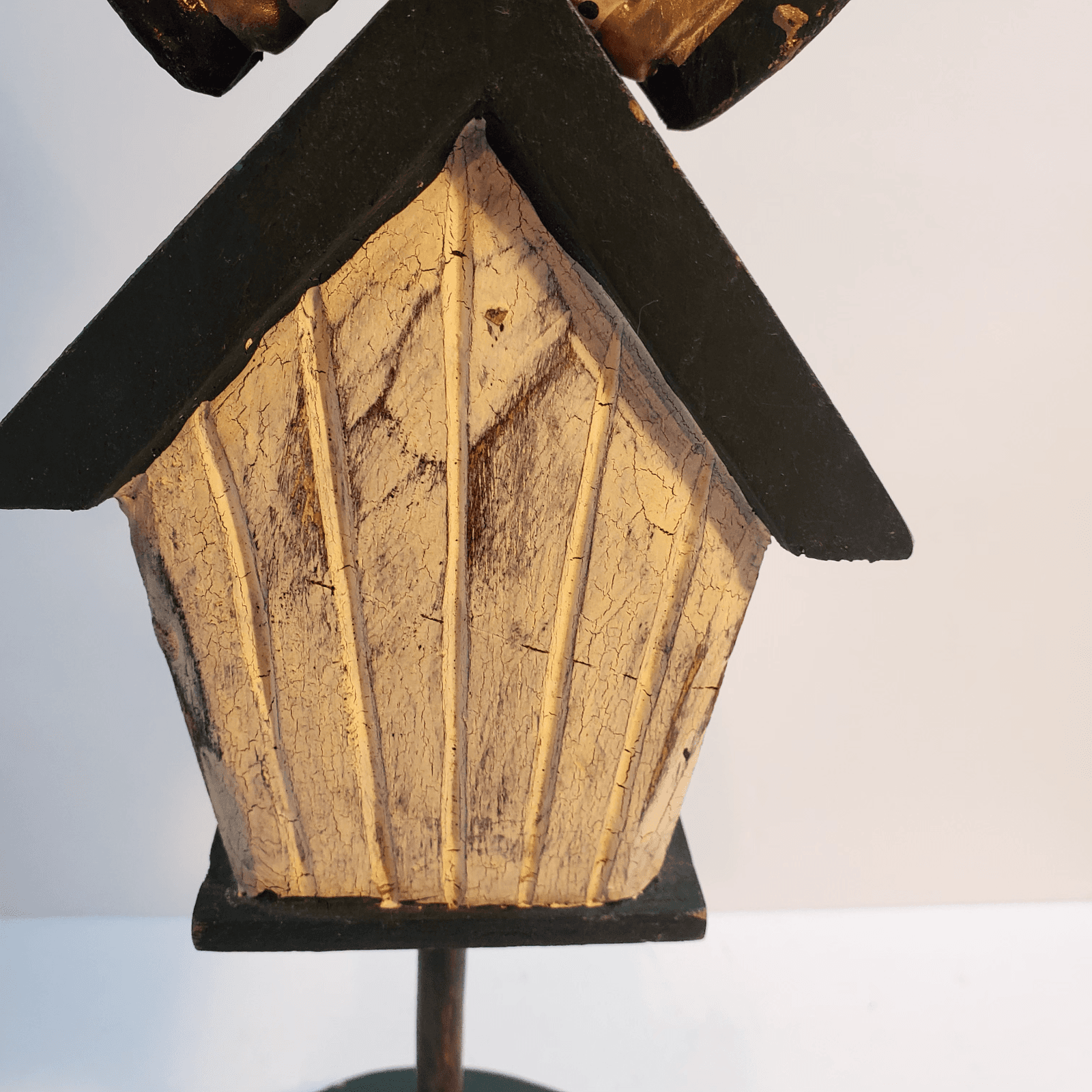 James Haddon Signed Hand Carved Hand Painted Folk Art Angel Birdhouse on Stand - Thumbnail 9