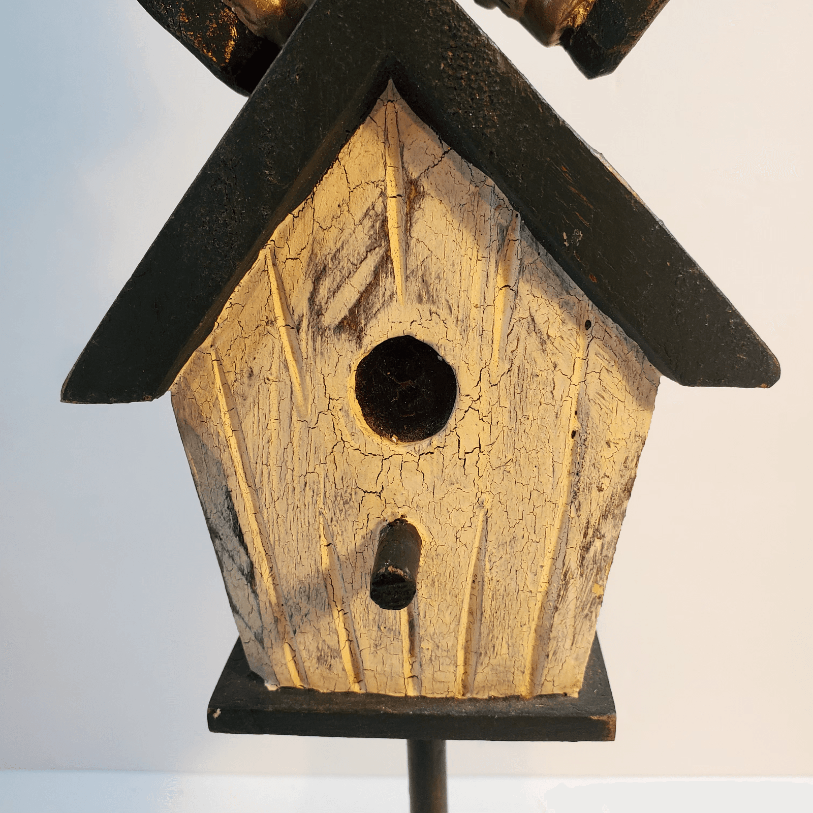 James Haddon Signed Hand Carved Hand Painted Folk Art Angel Birdhouse on Stand - Thumbnail 3