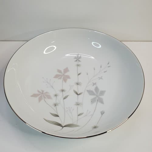 Vintage Fine Porcelain China BETH Japan Floral Round Serving Bowl Silver Trim 9"