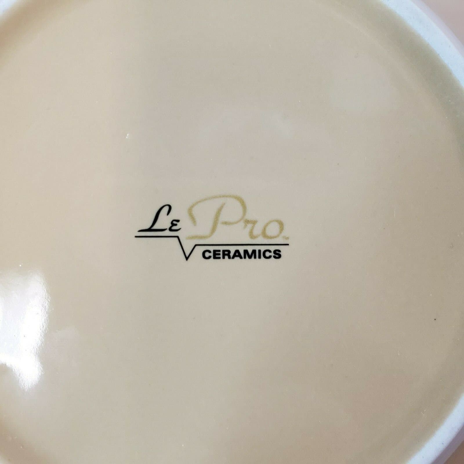 Vintage LePro Ceramics 2 Salad Plates Aztec Grecian Geometric Tan Orange Yellow - Thumbnail 5