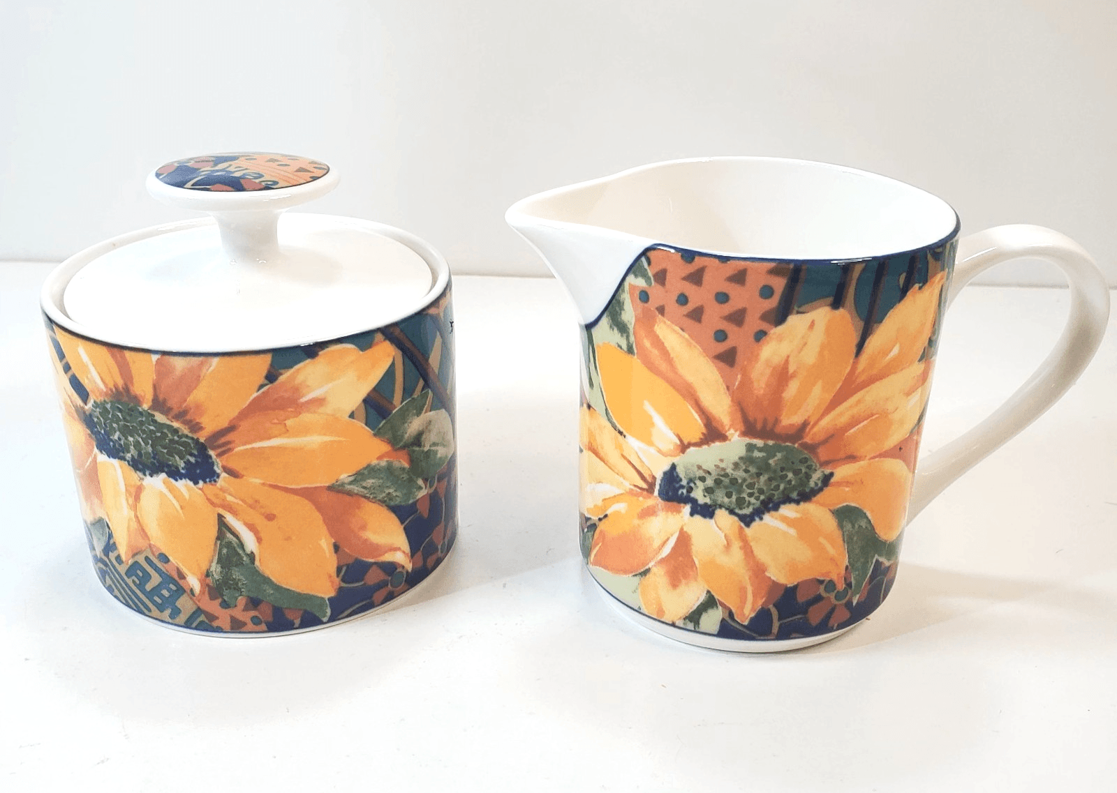 Victoria Beale Casual Accents Sonata 9014 Cream & Sugar Set Sunflower Porcelain