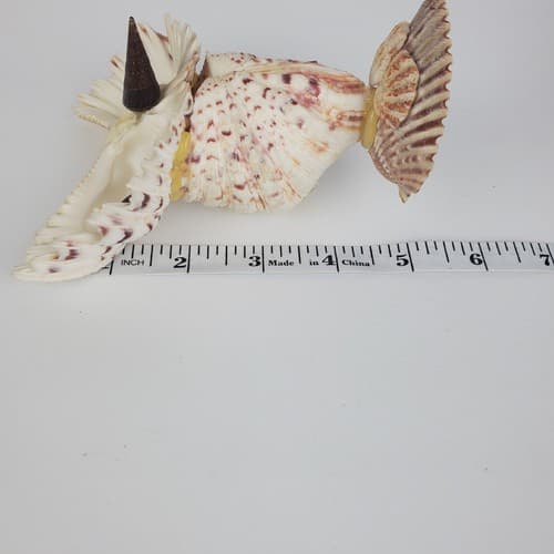 Vintage Sea Shell Owl Art Sculpture Handmade Folk Art Big Eyes - Thumbnail 8