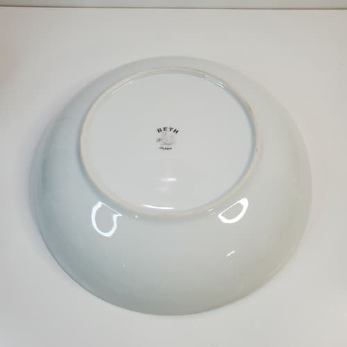 Vintage Fine Porcelain China BETH Japan Floral Round Serving Bowl Silver Trim 9" - Thumbnail 4