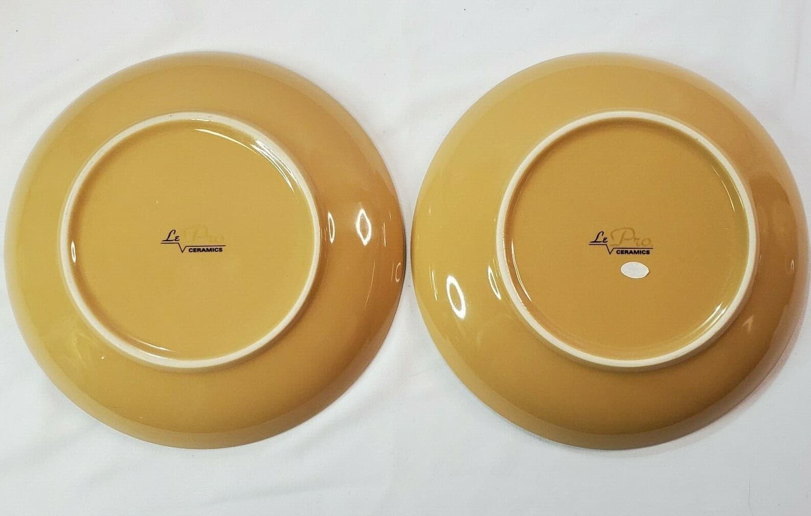 Vintage LePro Ceramics 2 Salad Plates Aztec Grecian Geometric Tan Orange Yellow - Thumbnail 6