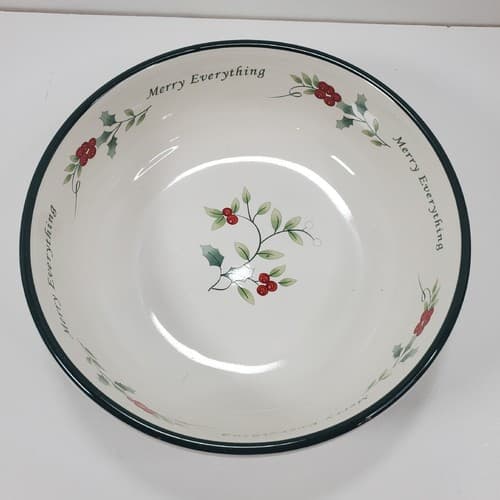 Pfaltzgraff Winterberry Merry Everything 7" Christmas Serving Bowl Candy Dish - Thumbnail 3