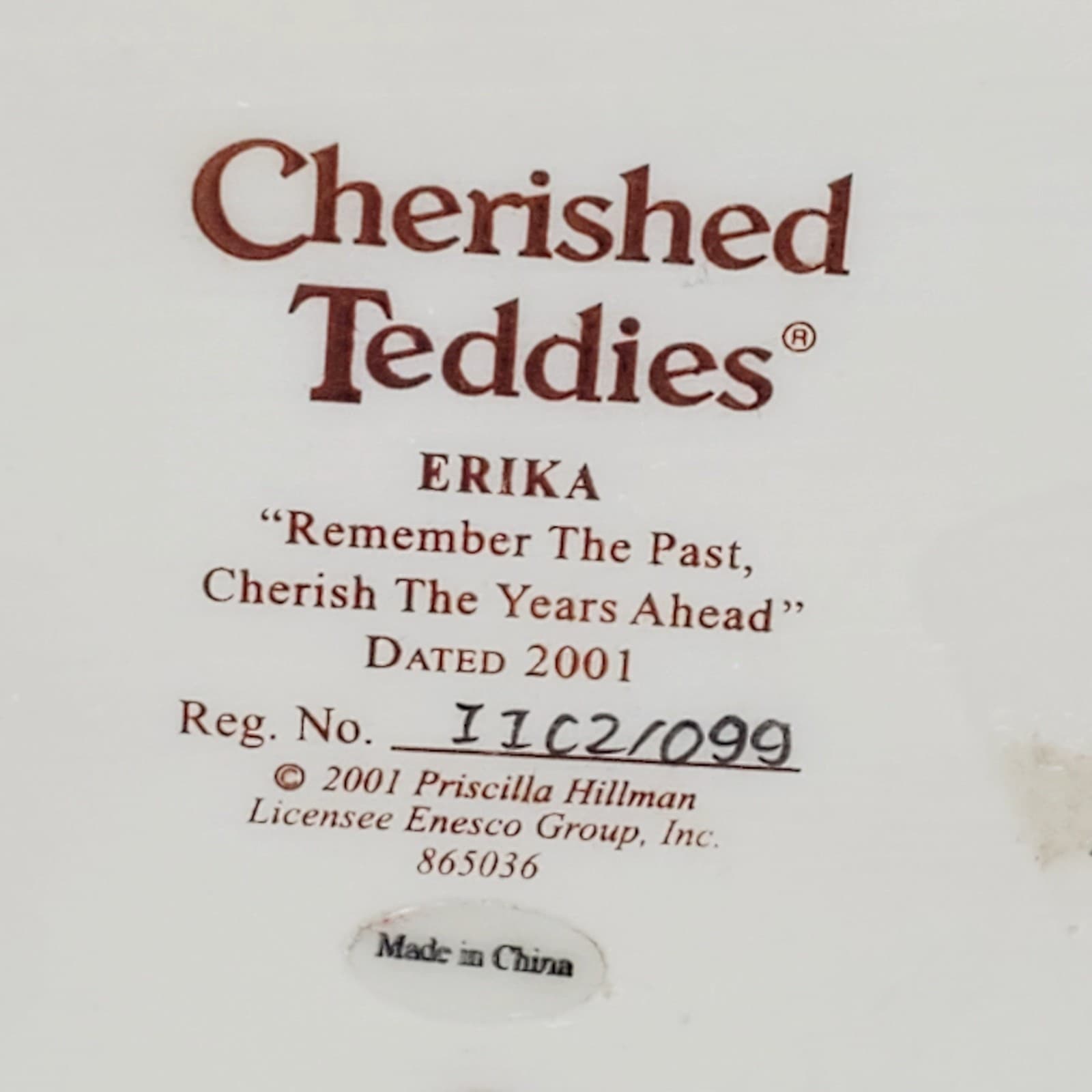 Vtg 2001 Cherished Teddies Erika Remember The Past Cherish Years Ahead Figurine - Thumbnail 6