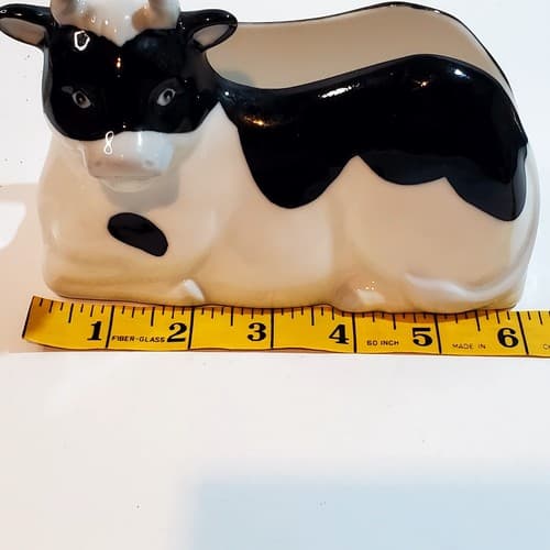 Vintage Henriksen Imports Inc Ceramic Cow Bull Black White Napkin Holder Japan - Thumbnail 9
