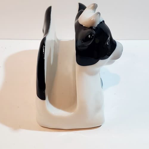 Vintage Henriksen Imports Inc Ceramic Cow Bull Black White Napkin Holder Japan - Thumbnail 6