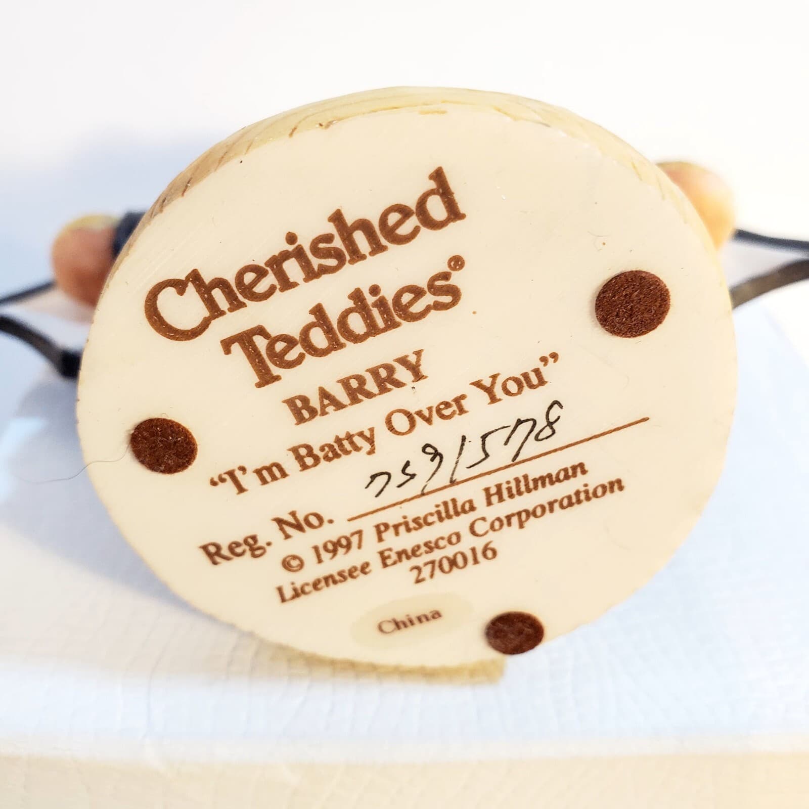 Vintage Cherished Teddies BARRY 1997 I'm Batty Over You Figurine Halloween - Thumbnail 5