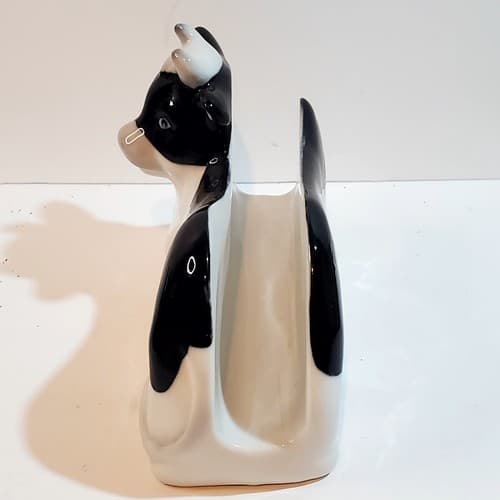 Vintage Henriksen Imports Inc Ceramic Cow Bull Black White Napkin Holder Japan - Thumbnail 3