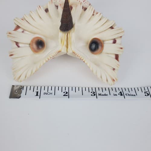Vintage Sea Shell Owl Art Sculpture Handmade Folk Art Big Eyes - Thumbnail 9