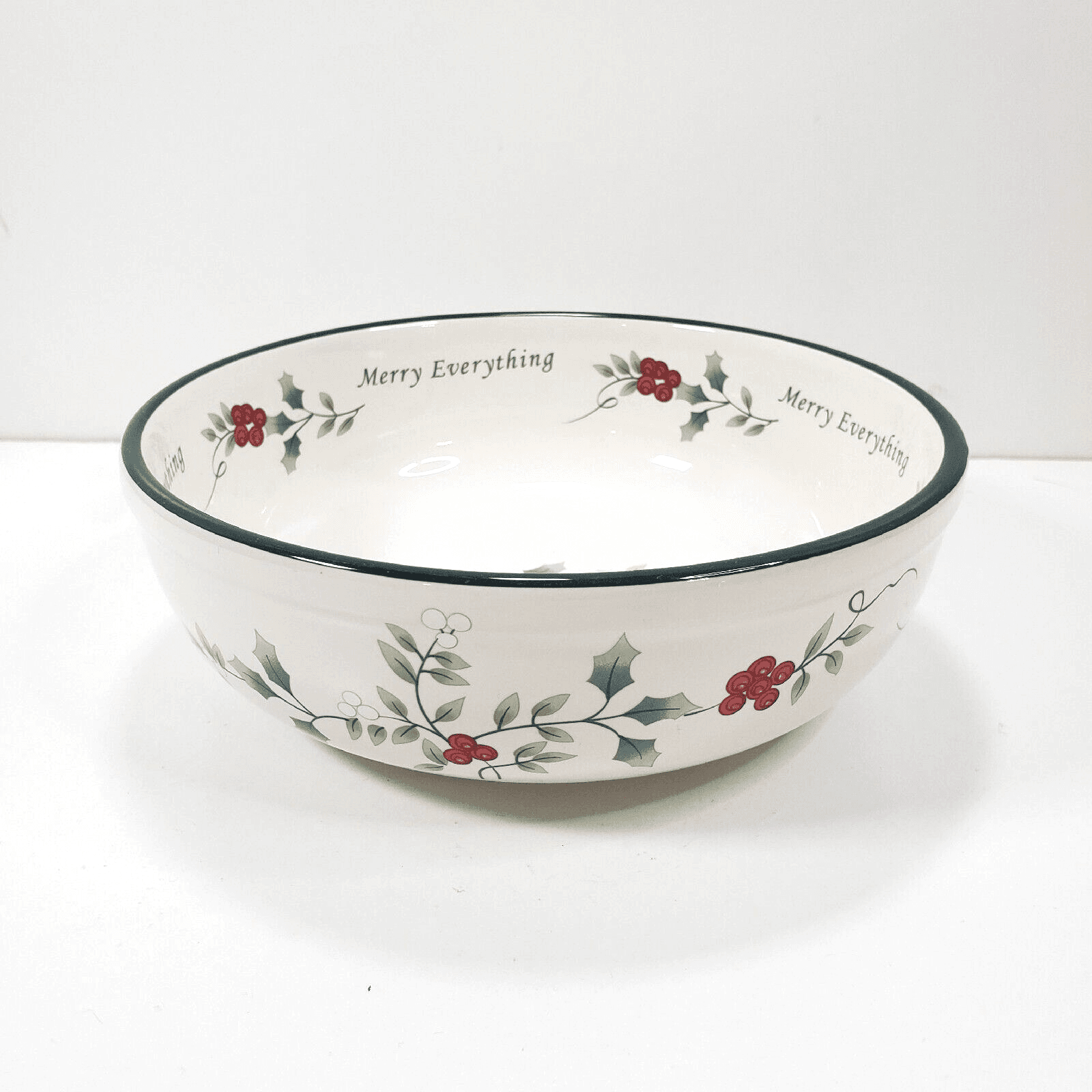 Pfaltzgraff Winterberry Merry Everything 7" Christmas Serving Bowl Candy Dish