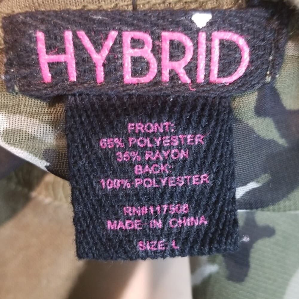 Hybrid Long Sleeve Graphic T-shirt Size Jr L High Low Hem Semi-Sheer Camo Back - Thumbnail 4