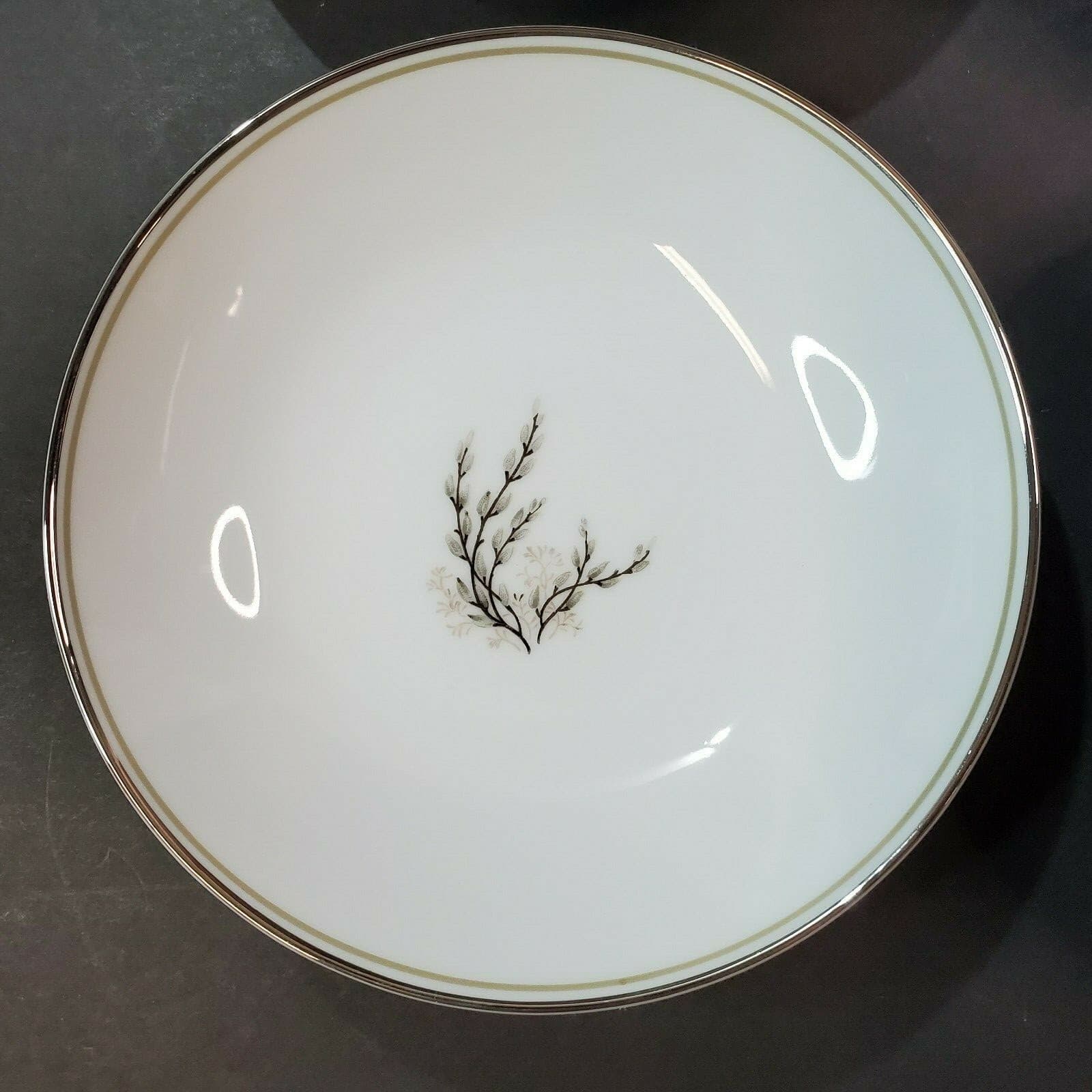 Vintage Noritake Candice 5509 Berry Fruit Dessert Bowls Pussy Willow Taupe Trim - Thumbnail 3