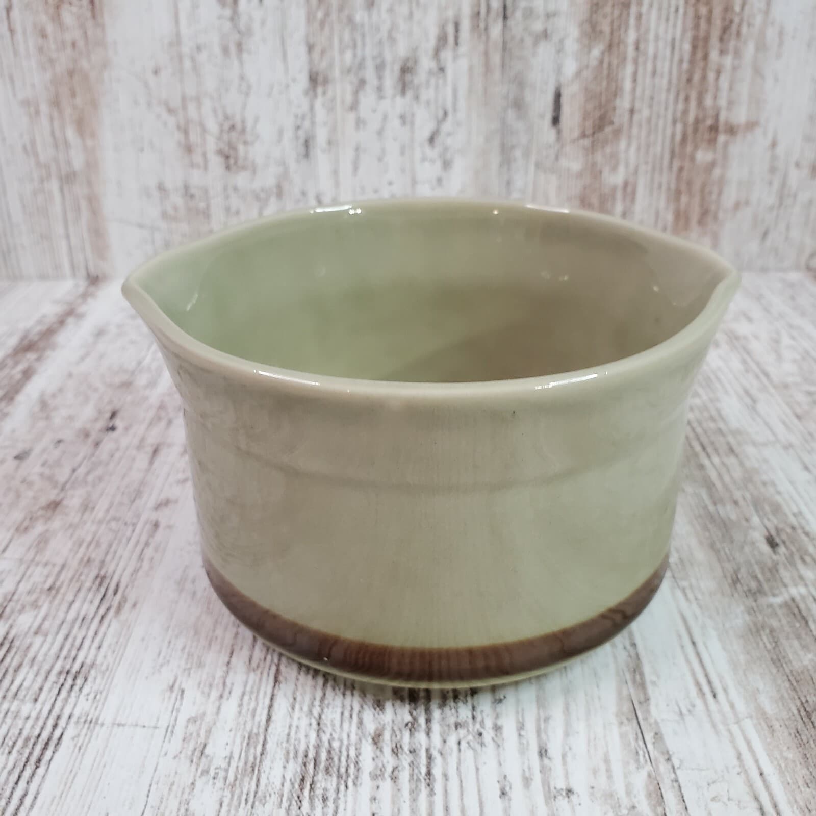 Vintage Topaz Stoneware Serving Piece Bowl Double Pour Spouts Oven Proof JAPAN
