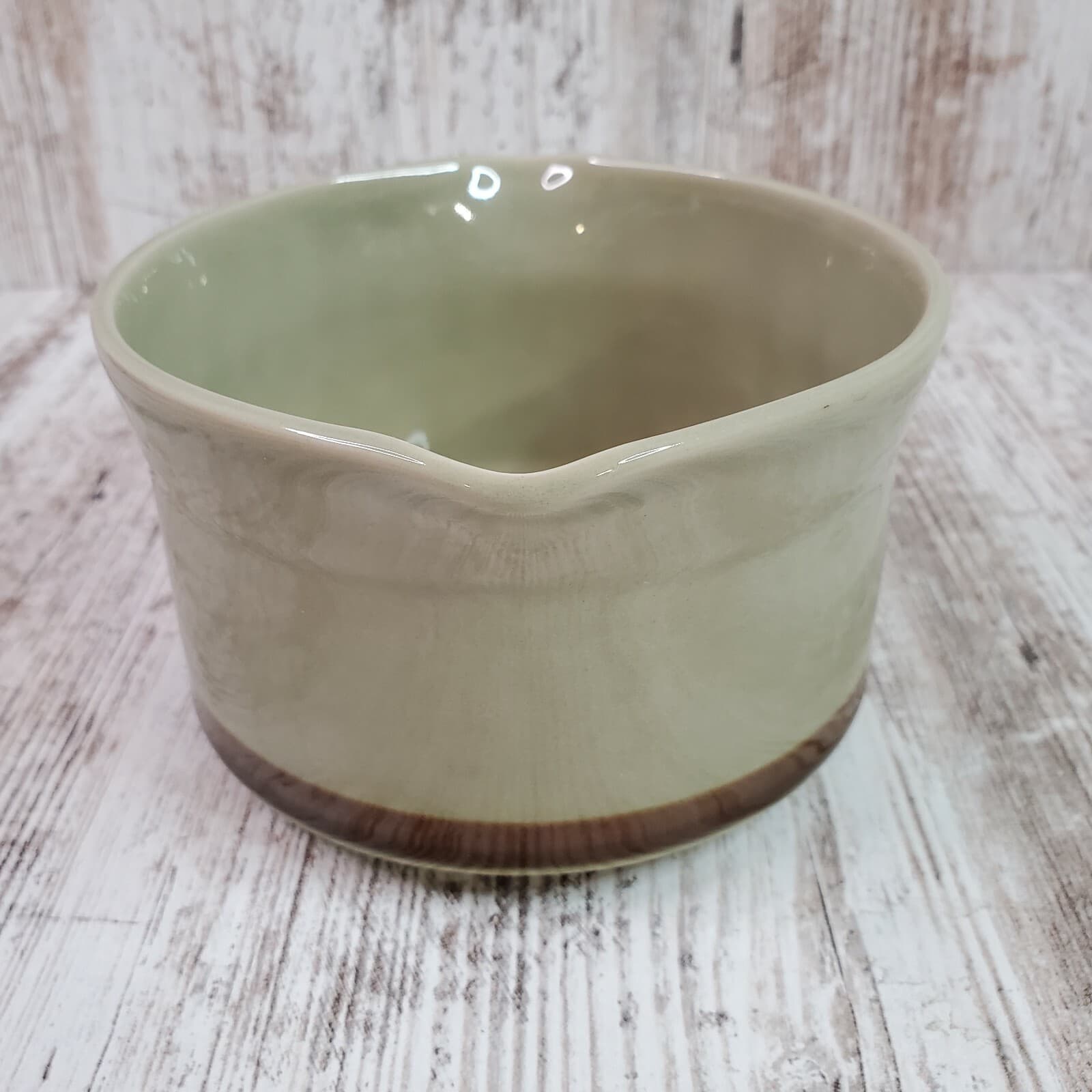 Vintage Topaz Stoneware Serving Piece Bowl Double Pour Spouts Oven Proof JAPAN - Thumbnail 4