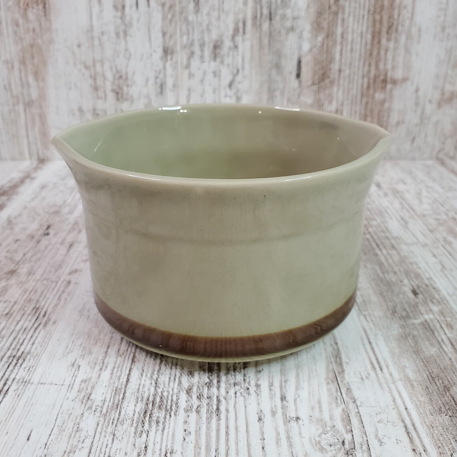 Vintage Topaz Stoneware Serving Piece Bowl Double Pour Spouts Oven Proof JAPAN - Thumbnail 2