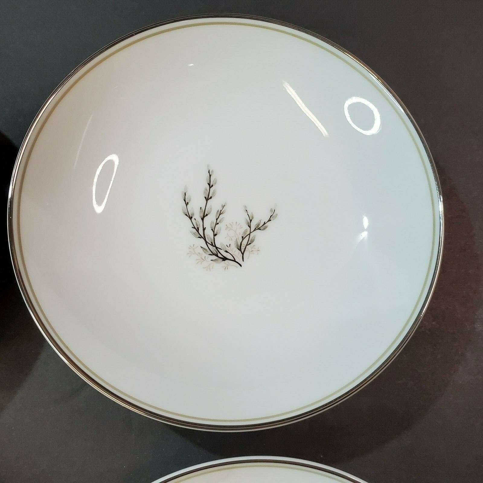 Vintage Noritake Candice 5509 Berry Fruit Dessert Bowls Pussy Willow Taupe Trim - Thumbnail 5
