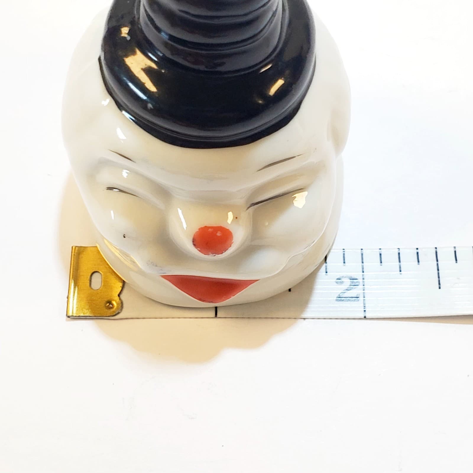 Vintage Small Ceramic Clown Snowman Head Bell Made In Taiwan Holiday Decor - Thumbnail 7