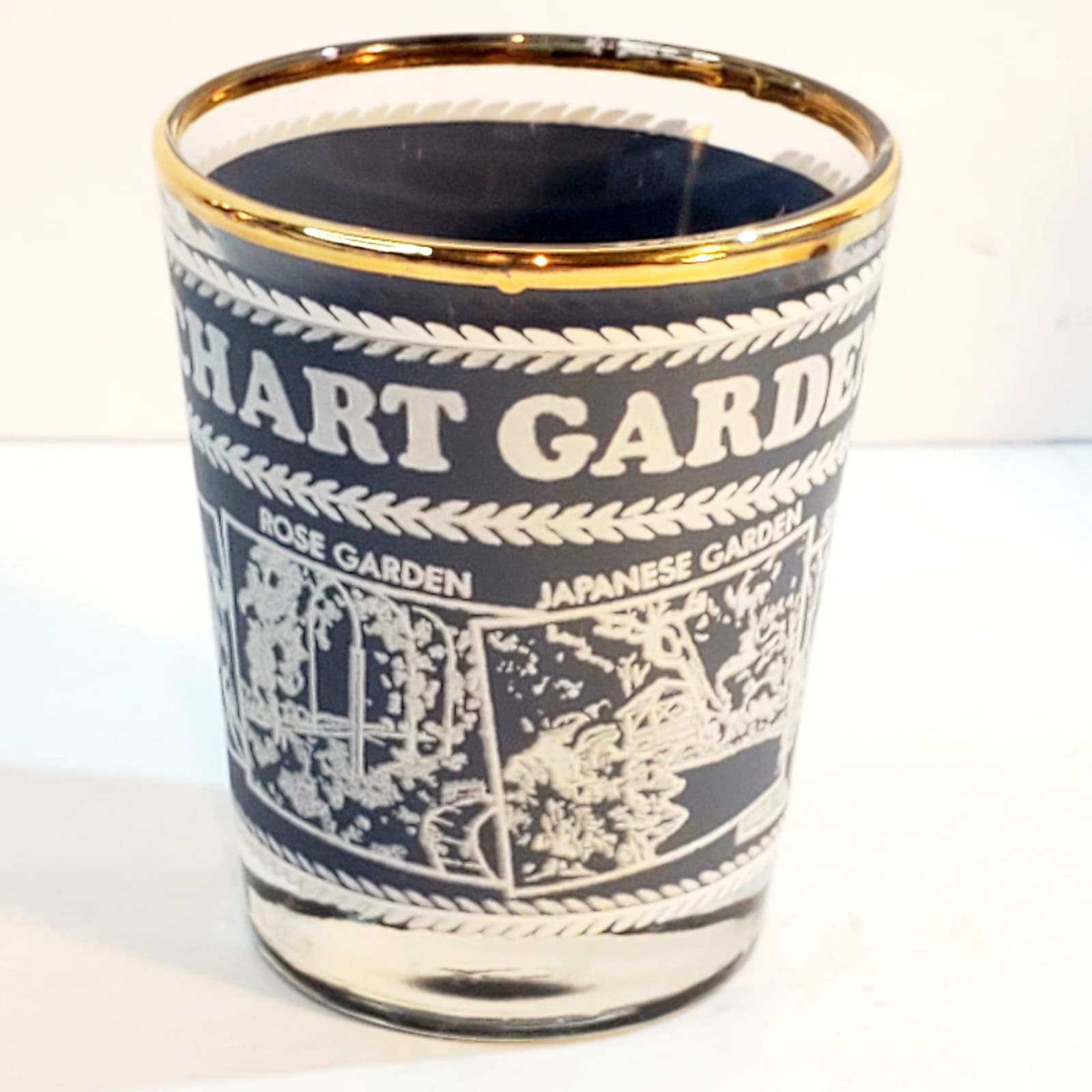 The Butchart Gardens Canada Shot Glass Gold Rim Shooter Jigger Souvenir - Thumbnail 2