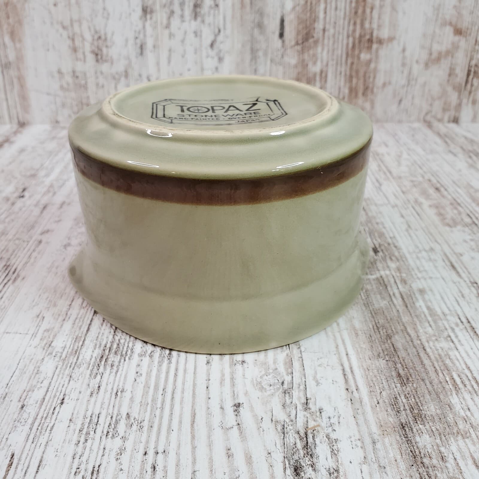 Vintage Topaz Stoneware Serving Piece Bowl Double Pour Spouts Oven Proof JAPAN - Thumbnail 7