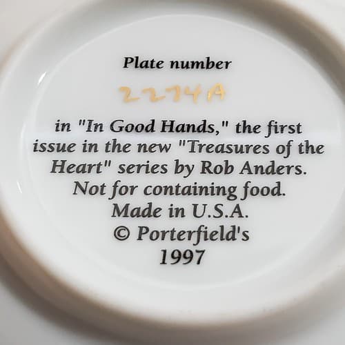 Vintage 1997 Porterfield's Rob Anders Miniature Plate In Good Hands #2274A - Thumbnail 5