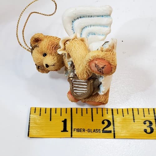 Vintage Cherished Teddies Sitting Angel Bear with Harp Ornament Figure 1993 - Thumbnail 7