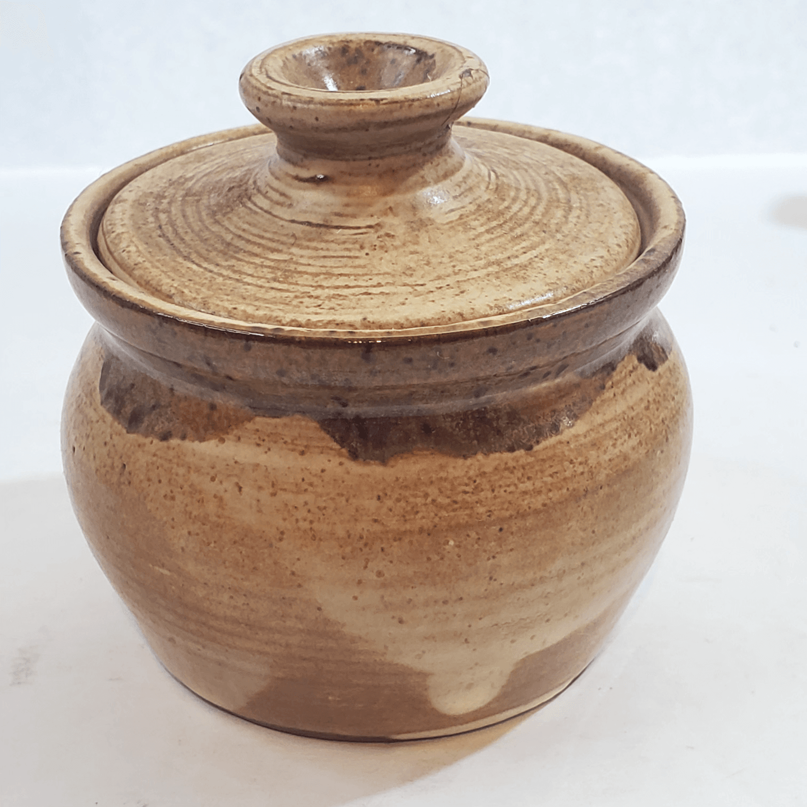 Vintage Artist Signed Studio Pottery Lidded Bowl Jar Mount Home Arkansas