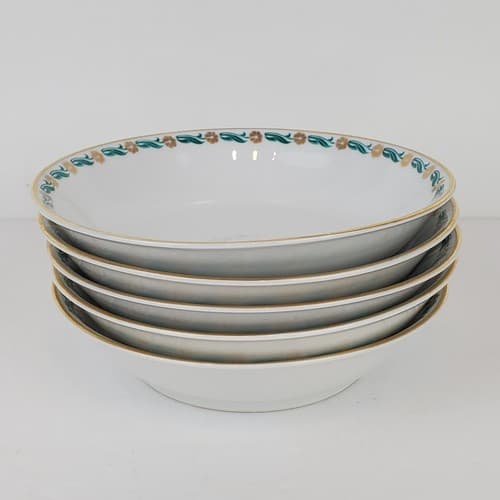 Vintage JHW Bavaria Porcelain Floral Gold Rimmed Dessert Berry Bowl Set of 5 - Thumbnail 3
