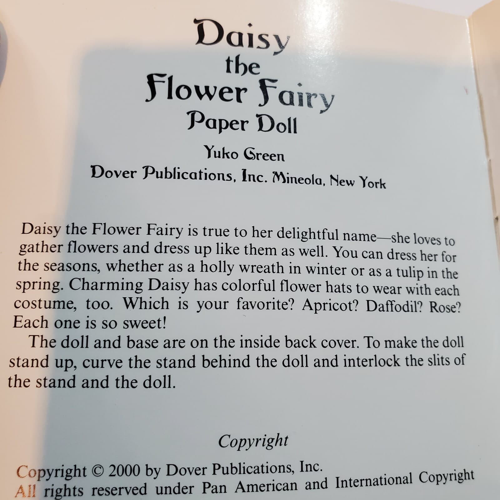 Vintage 2000 Yuko Green Art Uncut Paper Doll Daisy The Flower Fairy 8 Outfits - Thumbnail 6