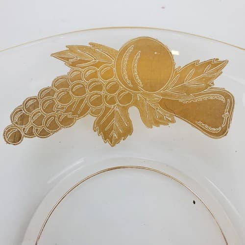 Vintage Clear Folded Glass w/ Gold Inlay Pinecone Design Handled Dish Bowl Tray - Thumbnail 4