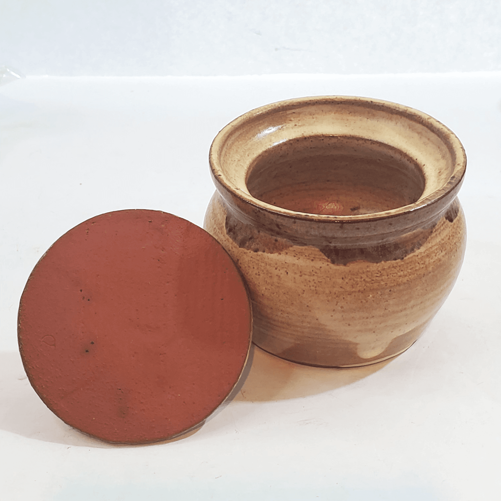 Vintage Artist Signed Studio Pottery Lidded Bowl Jar Mount Home Arkansas - Thumbnail 3