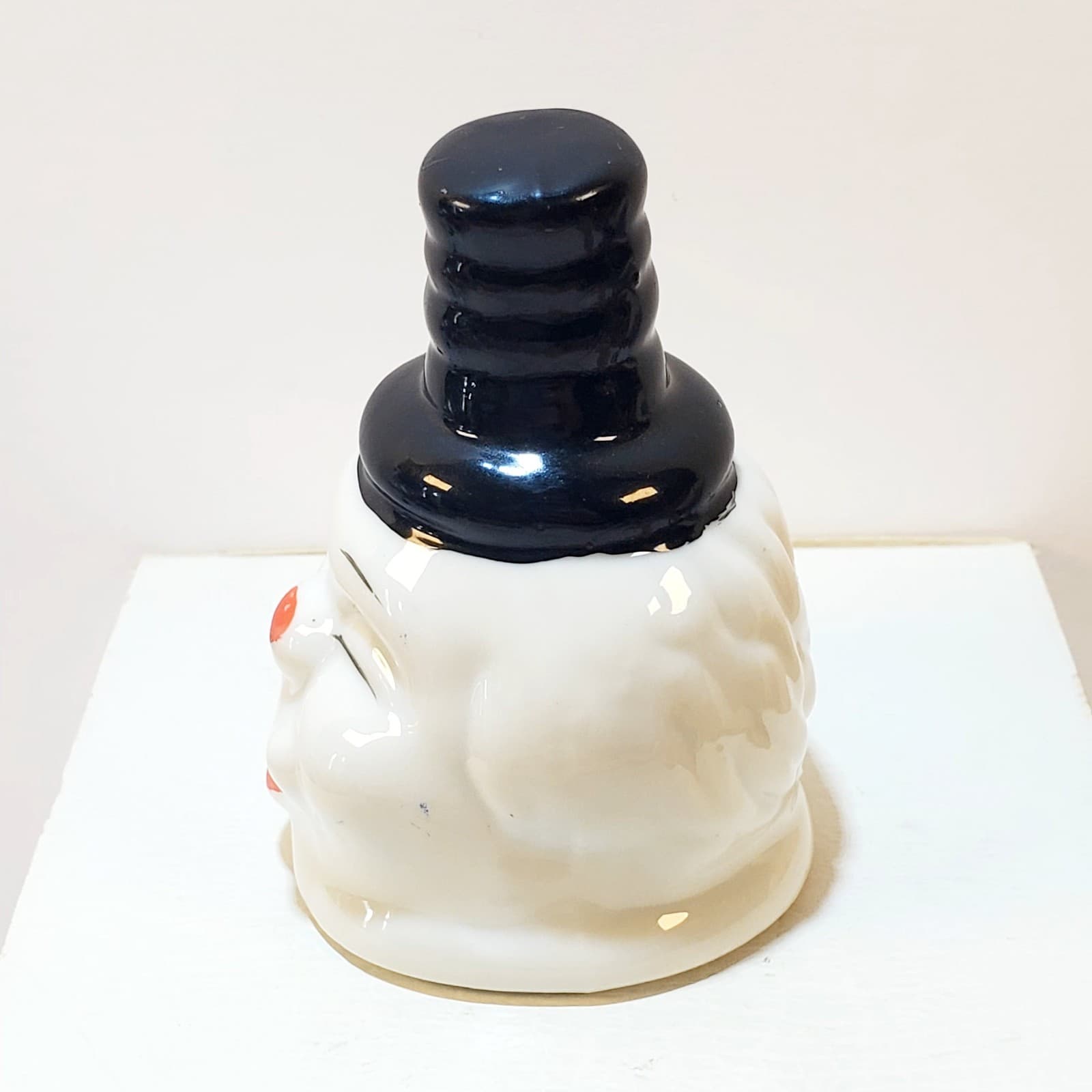 Vintage Small Ceramic Clown Snowman Head Bell Made In Taiwan Holiday Decor - Thumbnail 2