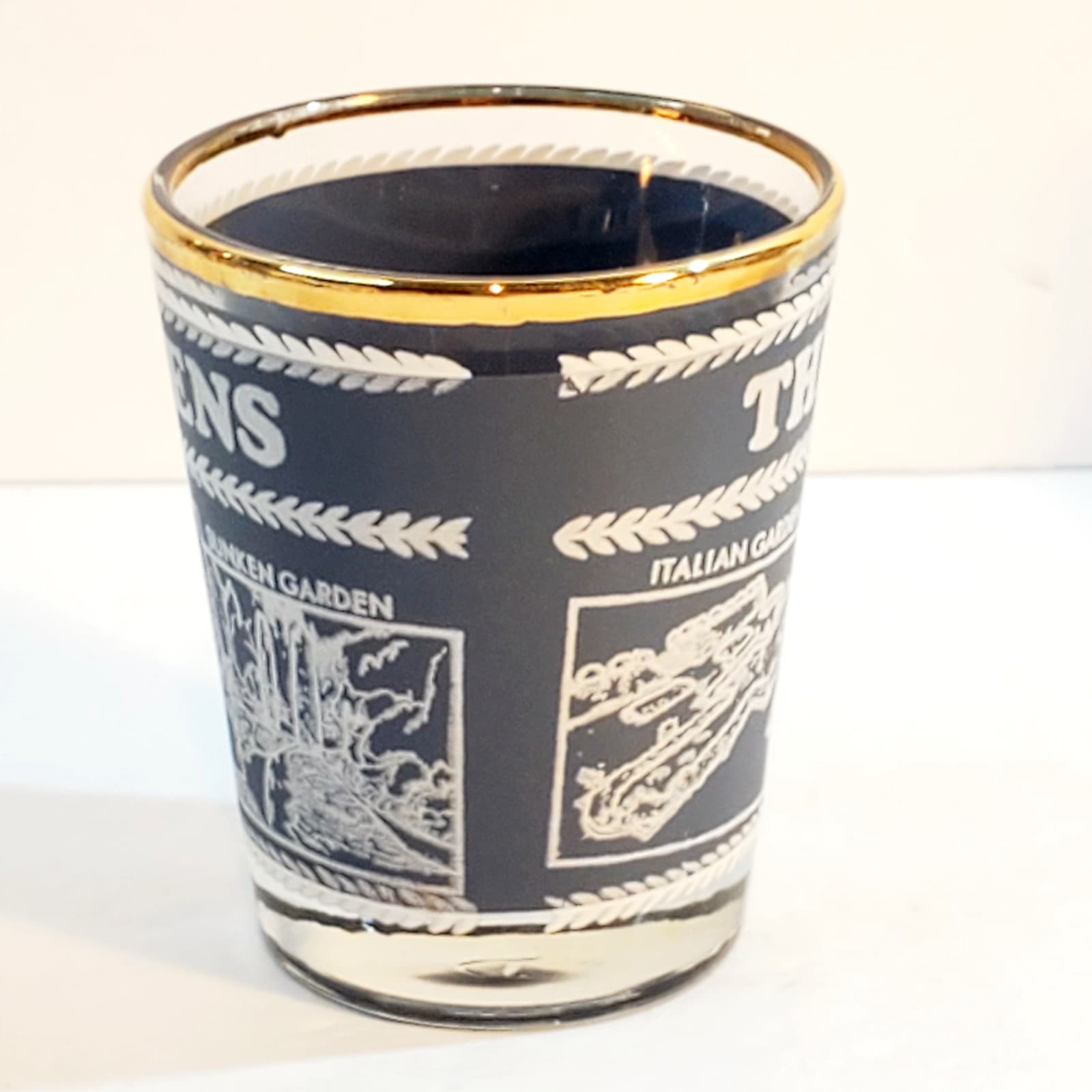 The Butchart Gardens Canada Shot Glass Gold Rim Shooter Jigger Souvenir - Thumbnail 3