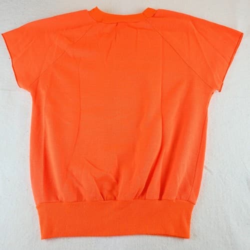 Vintage 70s Acrilan Acrylic Blank Raglan Sweatshirt Neon Orange Size Small Retro - Thumbnail 6