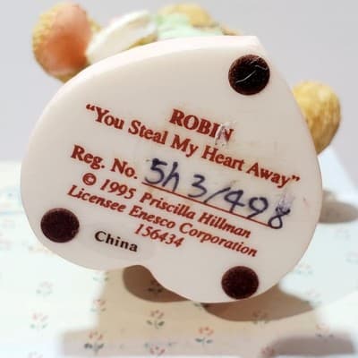 Vintage 1995 Cherished Teddies Robin You Steal My Heart Away Figurine - Thumbnail 7