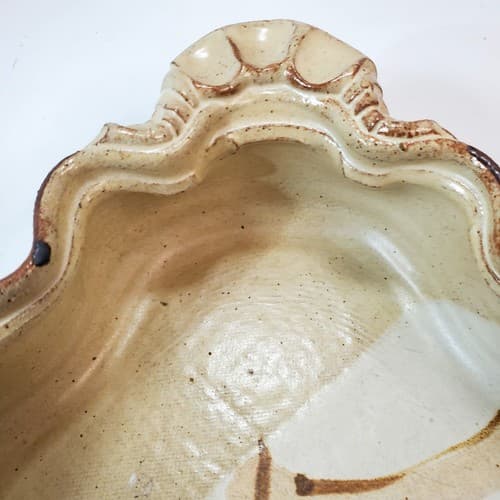 Lori Sargent Art Pottery Abstract Tray Bowl Signed Beige Brown Gray 12 x 8.5 in - Thumbnail 4