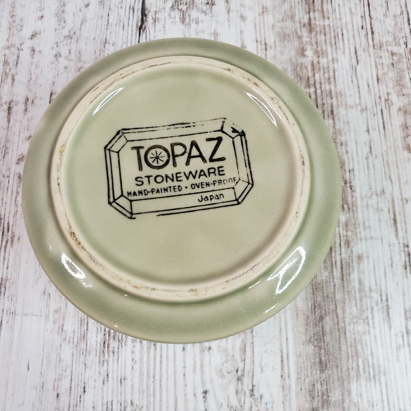 Vintage Topaz Stoneware Serving Piece Bowl Double Pour Spouts Oven Proof JAPAN - Thumbnail 5