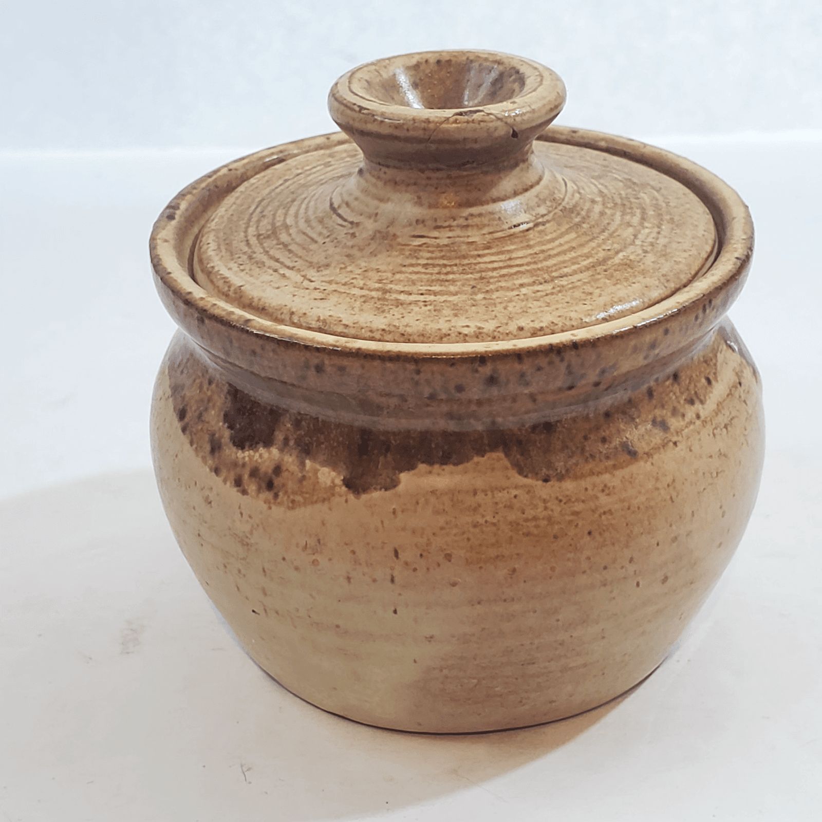 Vintage Artist Signed Studio Pottery Lidded Bowl Jar Mount Home Arkansas - Thumbnail 5