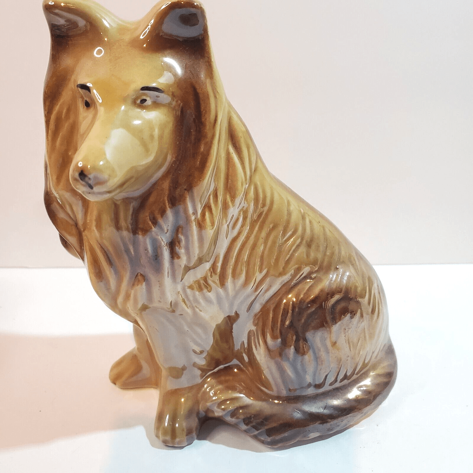 Handcrafted Collectibles MCS Brazil Ceramic Dog COLLIE Brown Tan Figurine 6"
