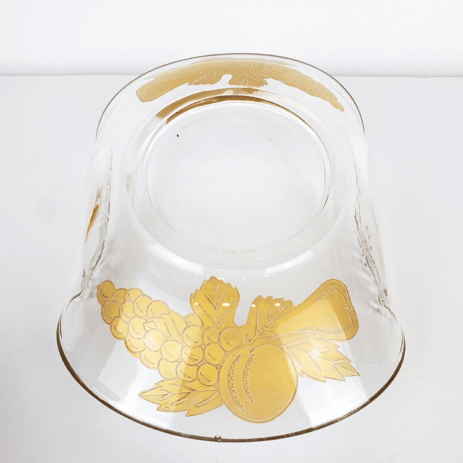 Vintage Clear Folded Glass w/ Gold Inlay Pinecone Design Handled Dish Bowl Tray - Thumbnail 3
