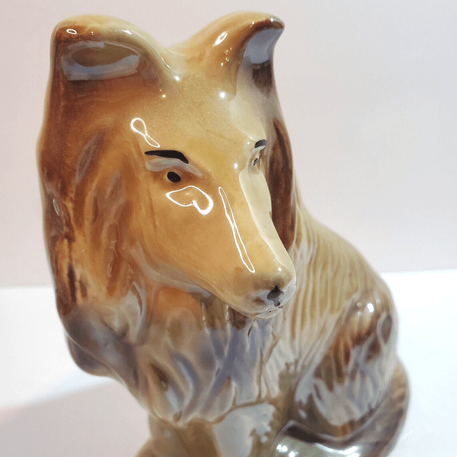 Handcrafted Collectibles MCS Brazil Ceramic Dog COLLIE Brown Tan Figurine 6" - Thumbnail 2