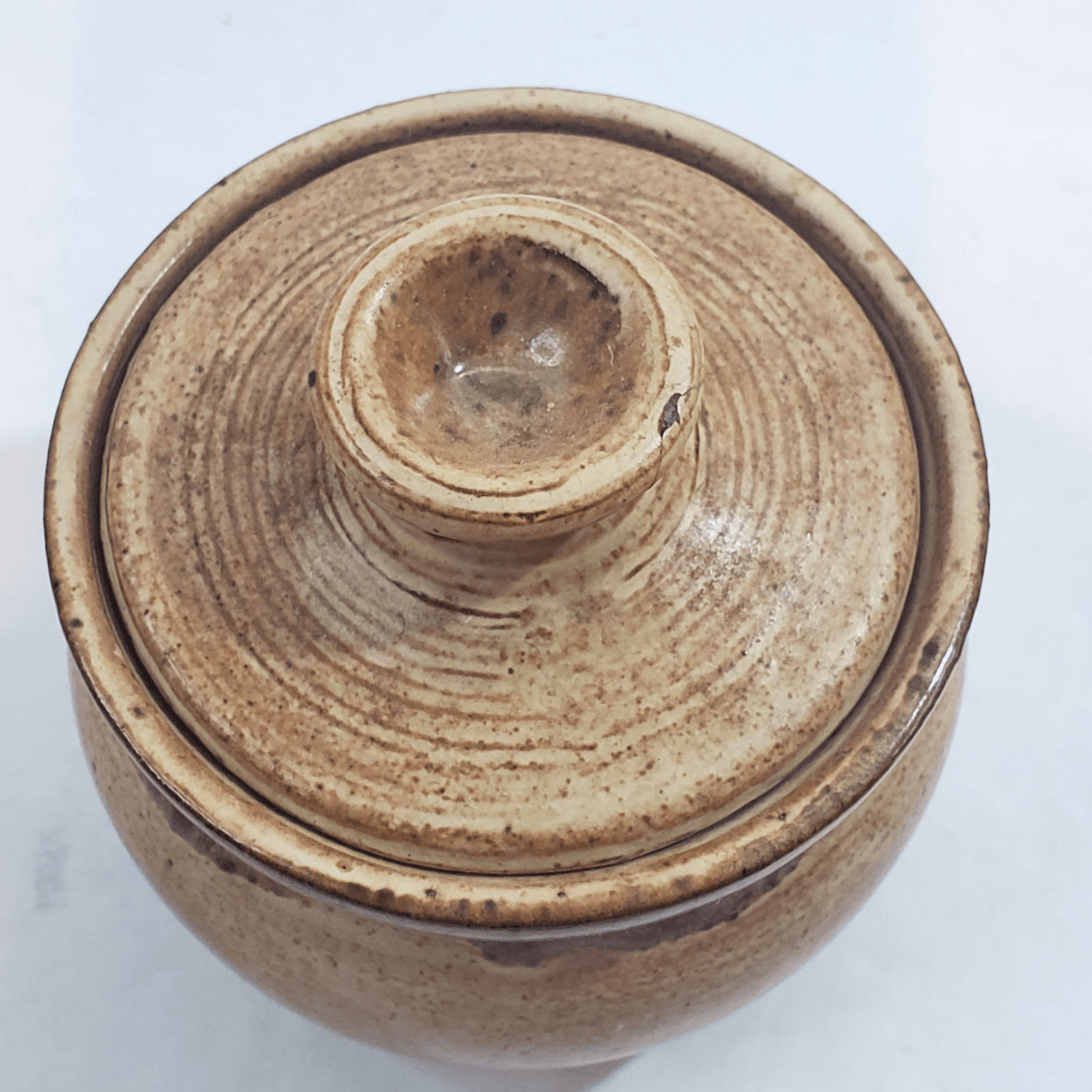 Vintage Artist Signed Studio Pottery Lidded Bowl Jar Mount Home Arkansas - Thumbnail 2