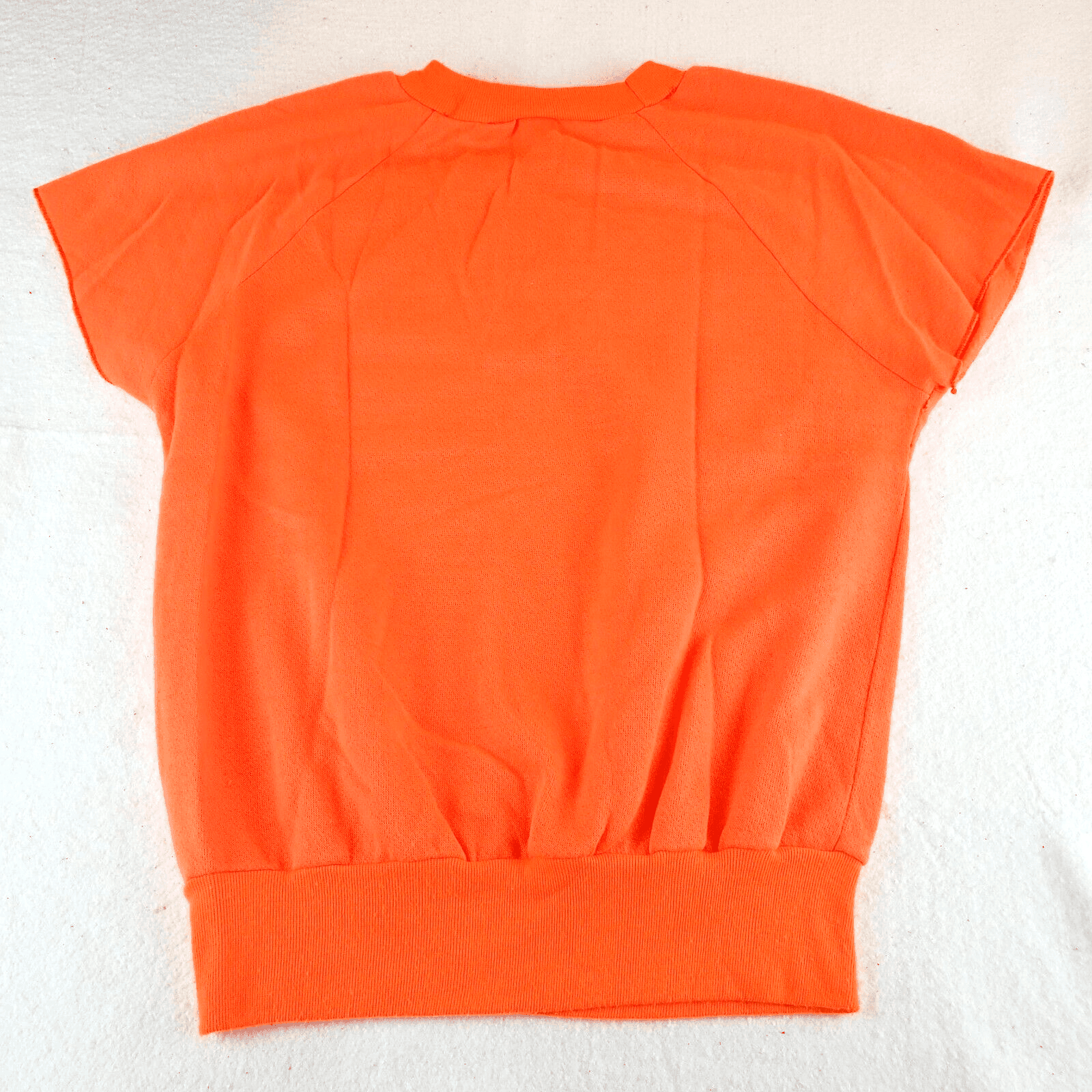 Vintage 70s Acrilan Acrylic Blank Raglan Sweatshirt Neon Orange Size Small Retro - Thumbnail 2