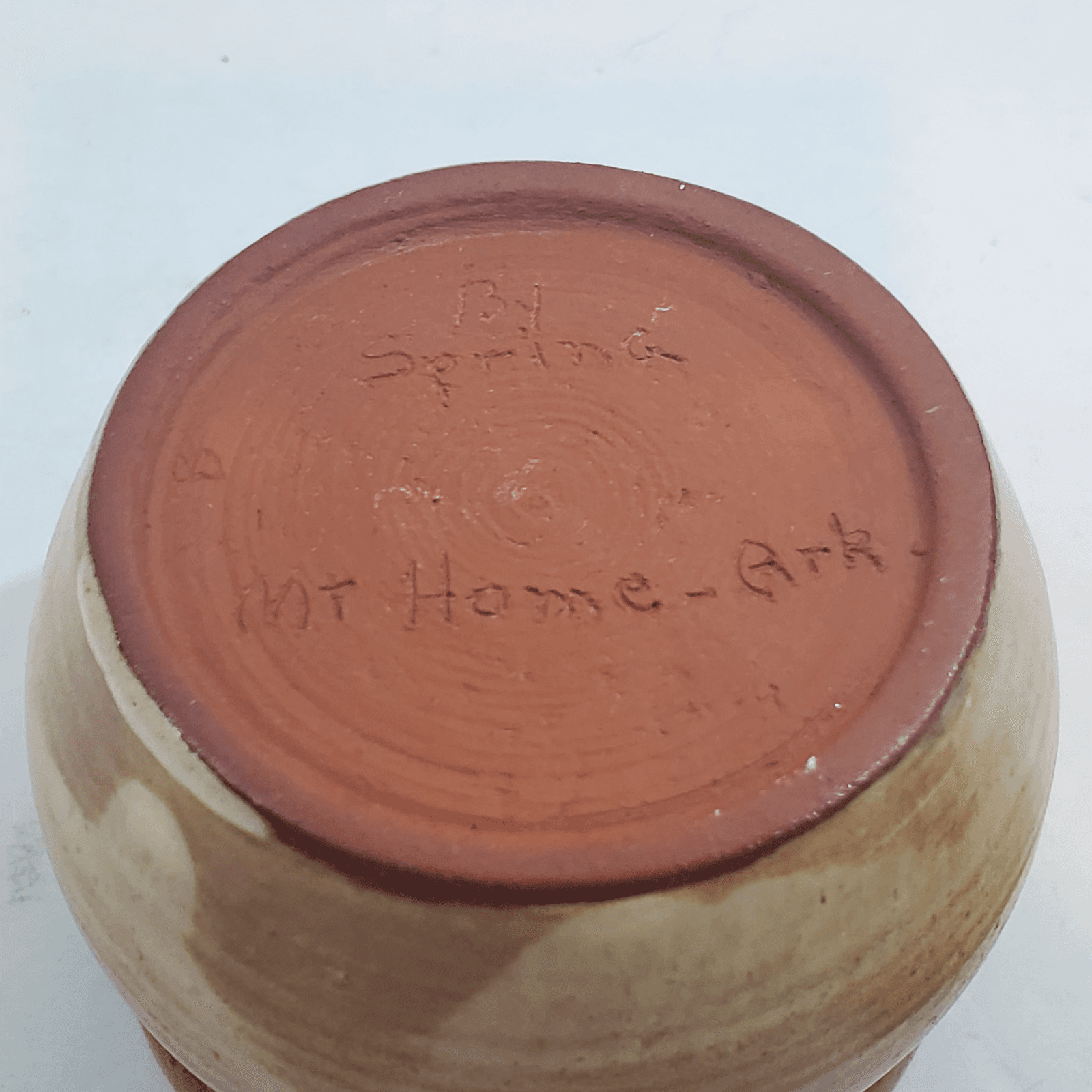 Vintage Artist Signed Studio Pottery Lidded Bowl Jar Mount Home Arkansas - Thumbnail 6