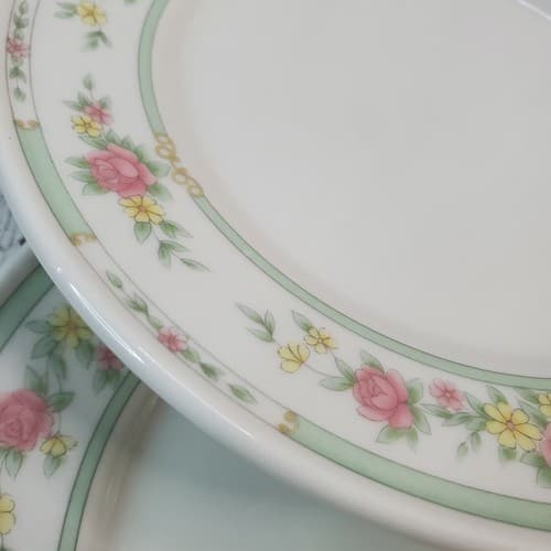 Set of 4 Vintage Crown Rego E458-12 Stoneware Salad Bread Plate 7.5" Floral - Thumbnail 3