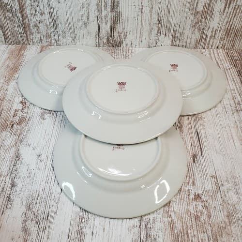 Set of 4 Vintage Crown Rego E458-12 Stoneware Salad Bread Plate 7.5" Floral - Thumbnail 5
