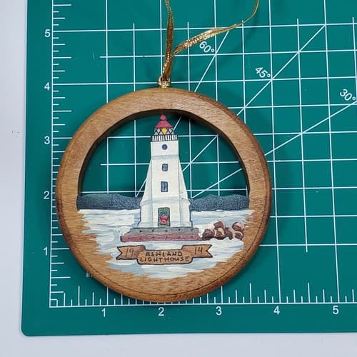 Vtg 1998 Handcrafted Wood Heritage Collection Ornament 1914 Ashland Lighthouse - Thumbnail 5