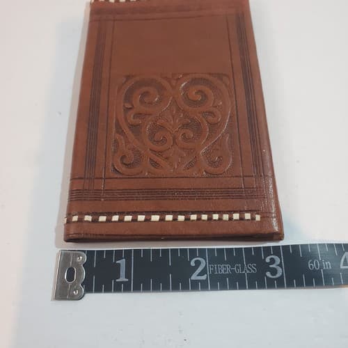 Hand-Crafted Sewn Leather Bi-Fold Wallet Soft Secure Area For Coins Weaved Trim - Thumbnail 9