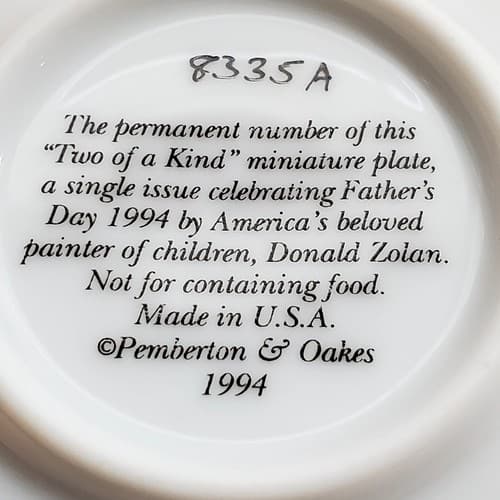 Vintage 1994 Pemberton & Oakes Donald Zolan Miniature Plate Two of A Kind #8335A - Thumbnail 5
